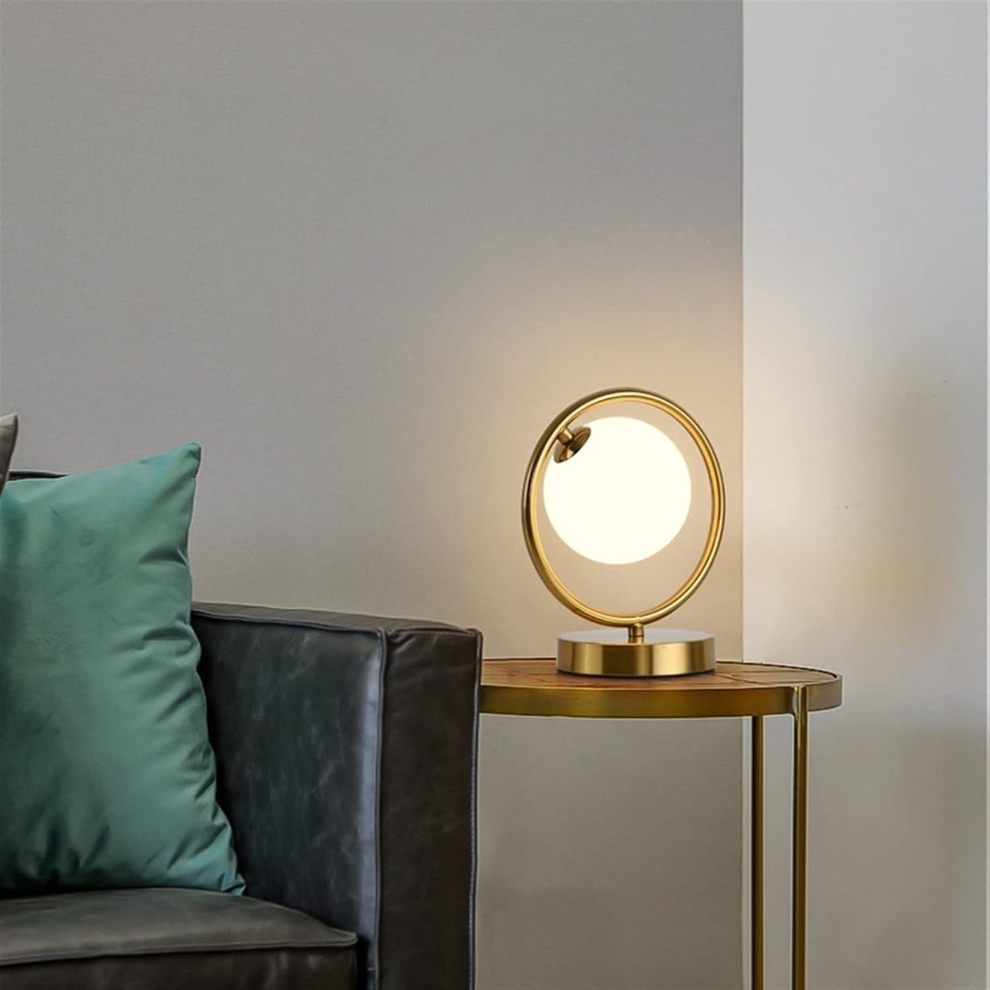 LuxeBrass Lampe - Messing LED Tischlampe mit Glas-Schirm für Schlafzimmer & Schreibtisch