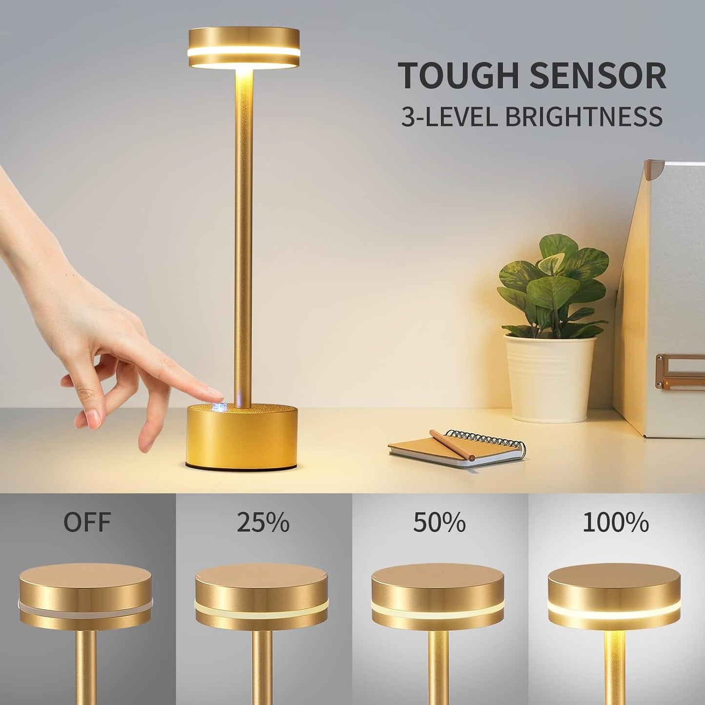Luxora Touch Sensor LED Lampe – Dimmbar & Wiederaufladbare Kabellose Leuchte für Jeden Raum