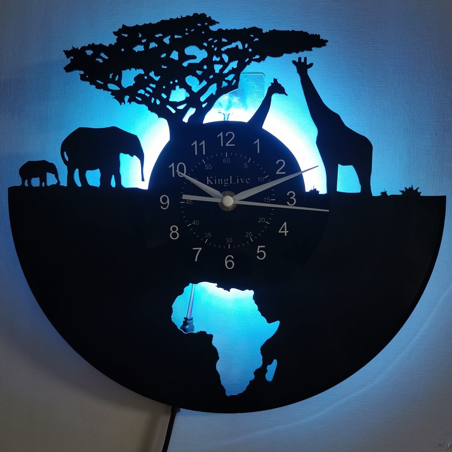 Garduru-Schallplatten-Wanduhr - Giraffen-Motiv, Stille Uhr, Für Wohnzimmer, Schlafzimmer, Küche oder Büro