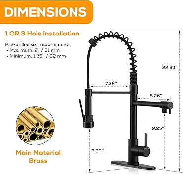 Matt schwarze Küchenarmatur mit herausziehbarem Sprühkopf