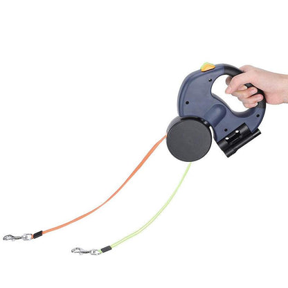 Furora Dual Dog Leash mit Taschenlampe & Kotbeutelhalter – Verwicklungsfreies Gassigehen für zwei Hunde