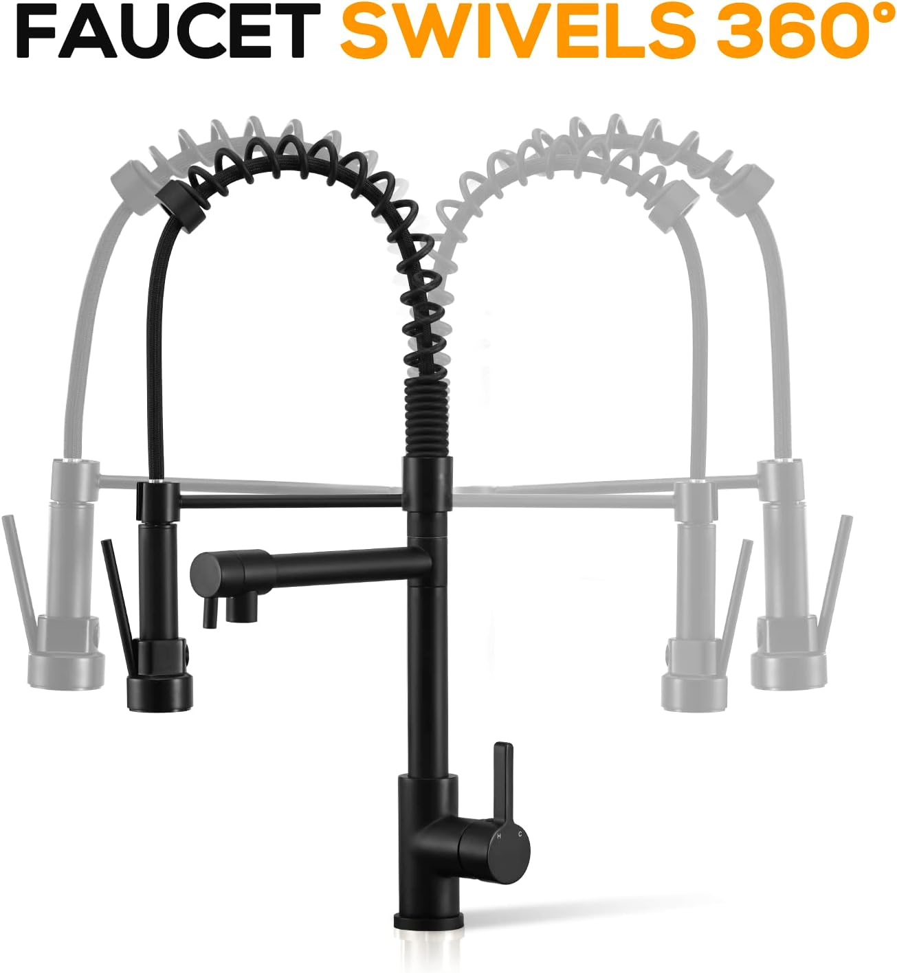 Matt schwarze Küchenarmatur mit herausziehbarem Sprühkopf