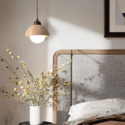 Suspension aus Naturmarmor – Elegante LED-Lampe aus Holz und Marmor