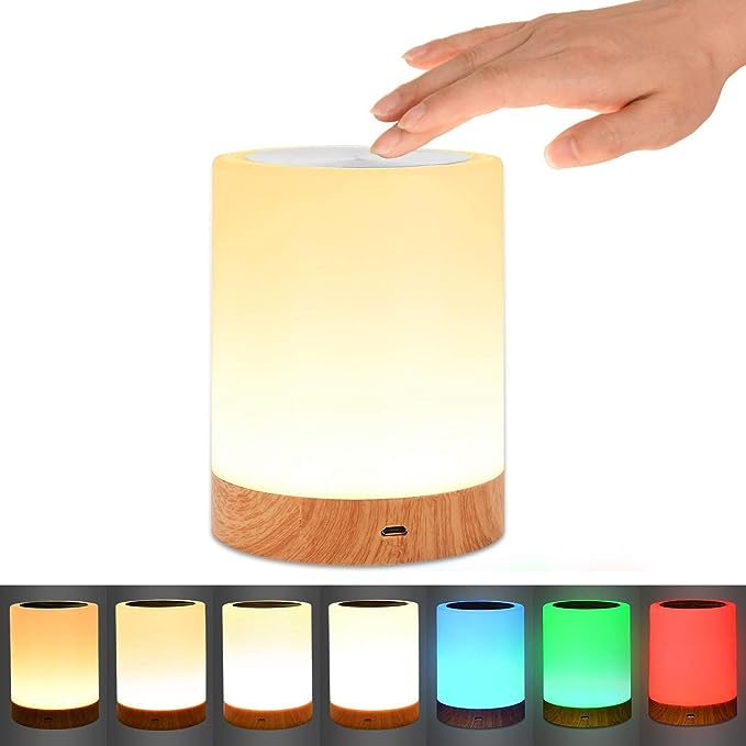 GlowEase – Dimmbarer LED Nachttischlampe mit Touch-Steuerung und farbenfroher Atmosphäre