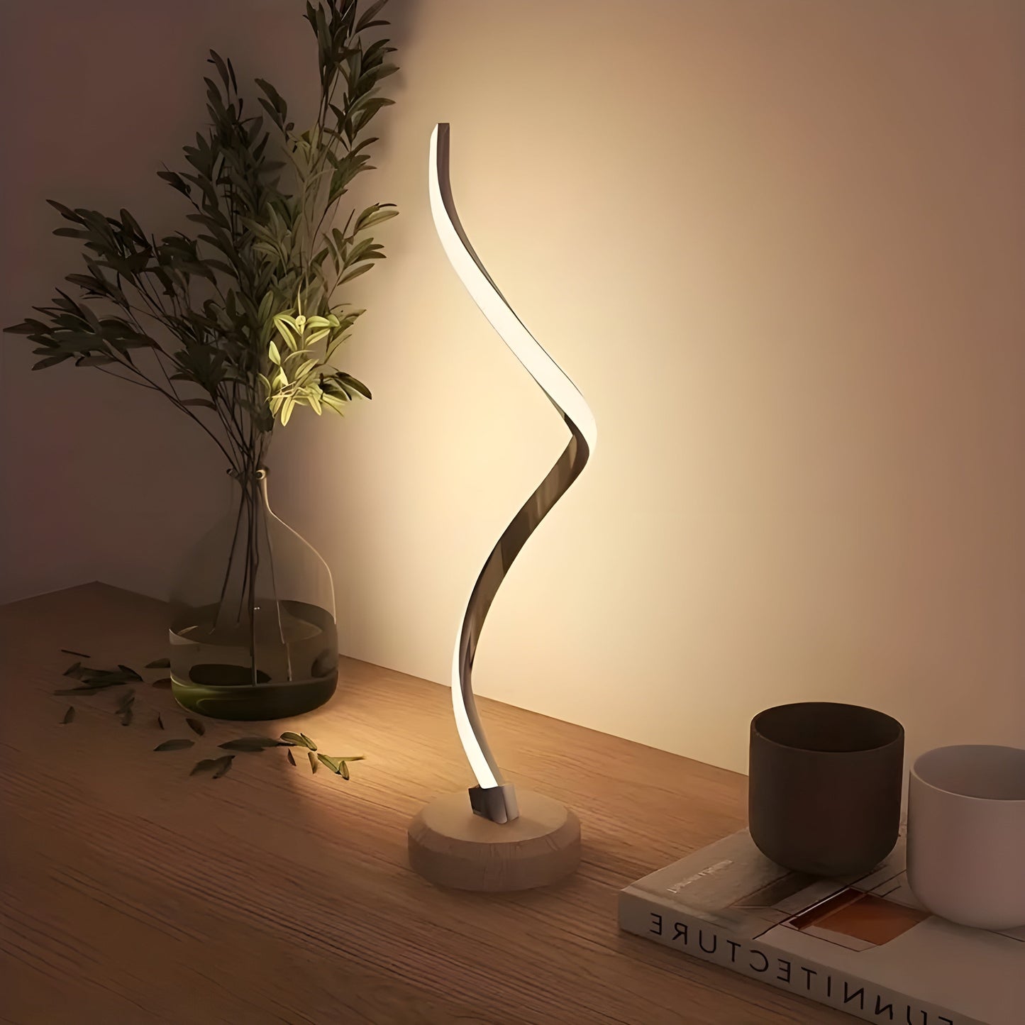 Garduru Lampe – Moderne LED Holz Tischlampe