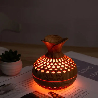 Aromatherapie-luftbefeuchter Mit LED – Diffuser In Holzoptik & Nachtlicht