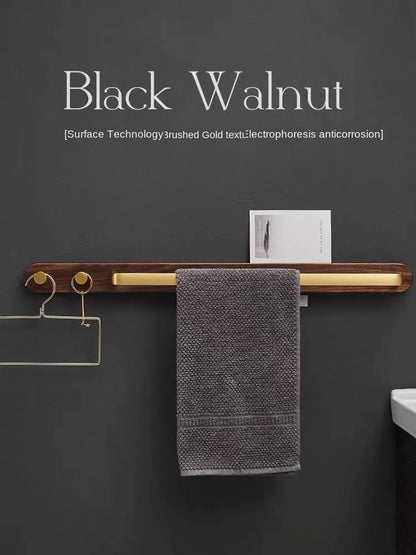Aluminium- und Holz-Multifunktions-Badezimmer-Handtuchstange-Handtuchhalter