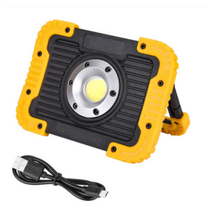Wiederaufladbare LED Baustellenstrahler – Tragbare Arbeitsleuchte mit USB und Robuster Hülle