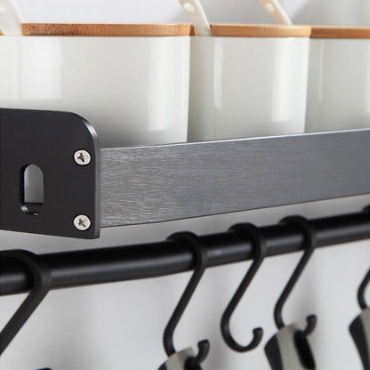 Garduru - Wandmontiertes Gewürzregal aus Aluminium, Rostfrei, Schwarz, Leicht zu Reinigen