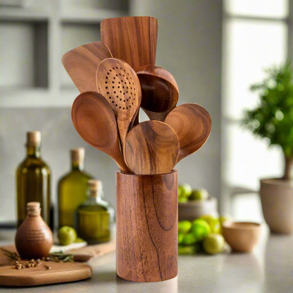 Elegantes und langlebiges Besteckset - Teak Splitter