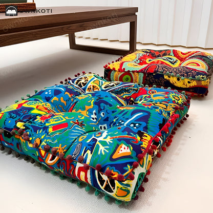 Boho-Stil quadratisches Bodenkissen