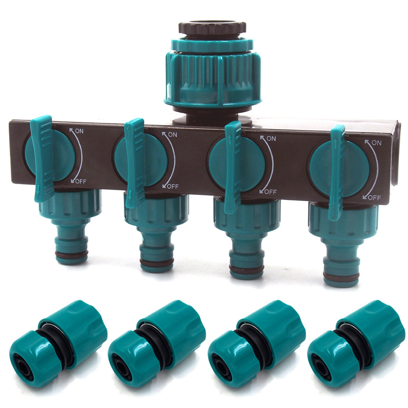 Universeller 4-Wege Garten-Schlauchverteiler – Verstellbarer Wasserhahnverteiler