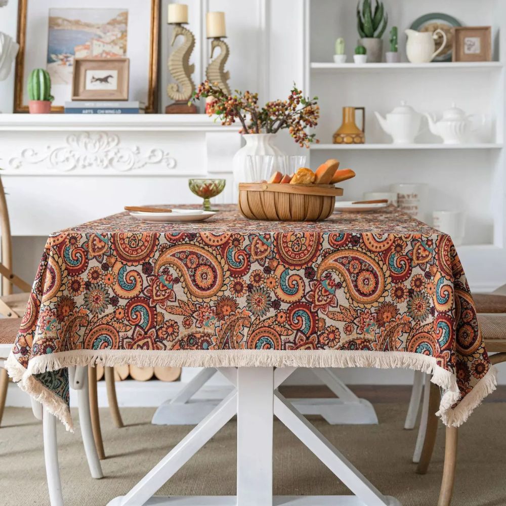 Amber Paisley Quaste Tischdecke