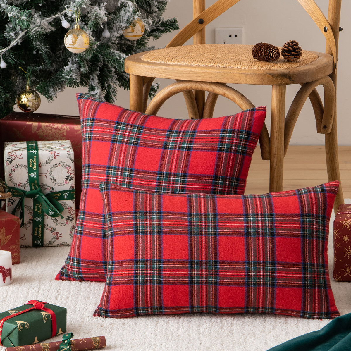 Weihnachtsfeier Traditionelle Schottische Karo-Quadrate Sofa/Couch Bezug