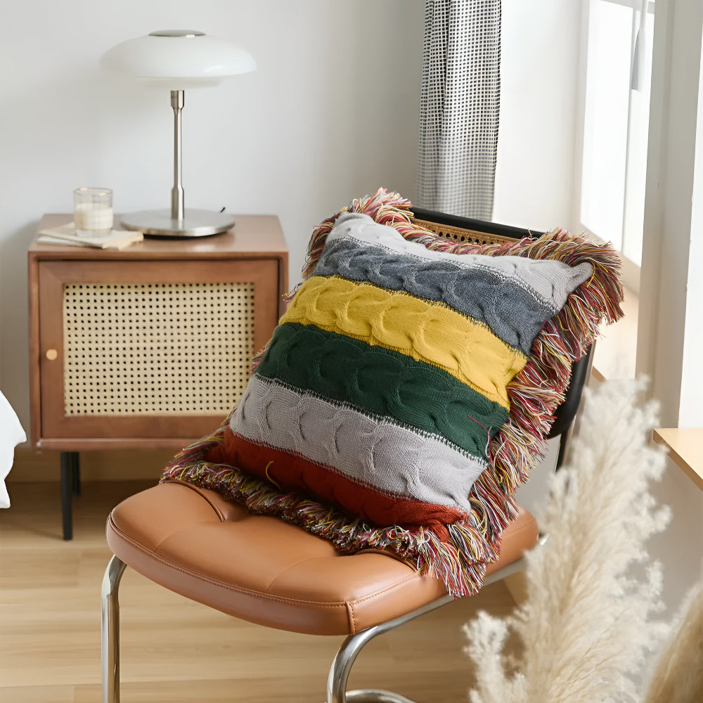 Bunte Strahlung Strickkissen
