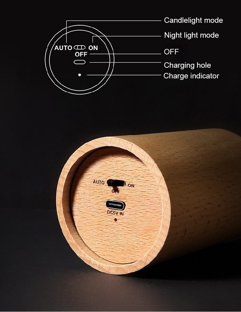 Royelux Lily Holzkerzenlicht - Warme Atmosphäre Buchenholz flackernde LED Lampe