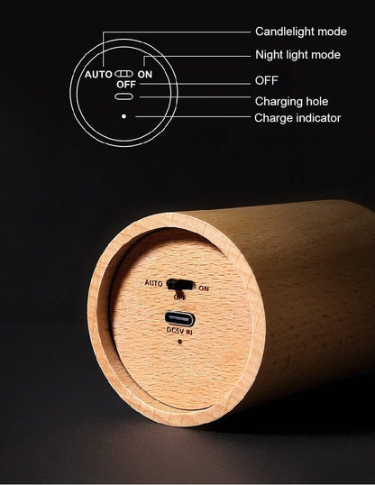 Royelux Lily Holzkerzenlicht - Warme Atmosphäre Buchenholz flackernde LED Lampe