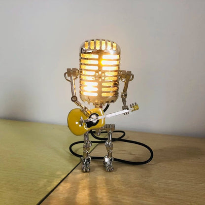 Vintage Metall Mikrofon Roboter Schreibtischlampe