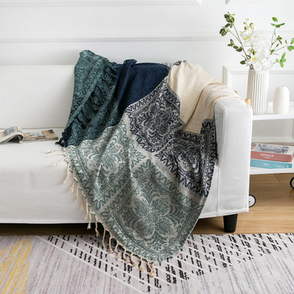 Floral Quasten Strick Bohemian Decke