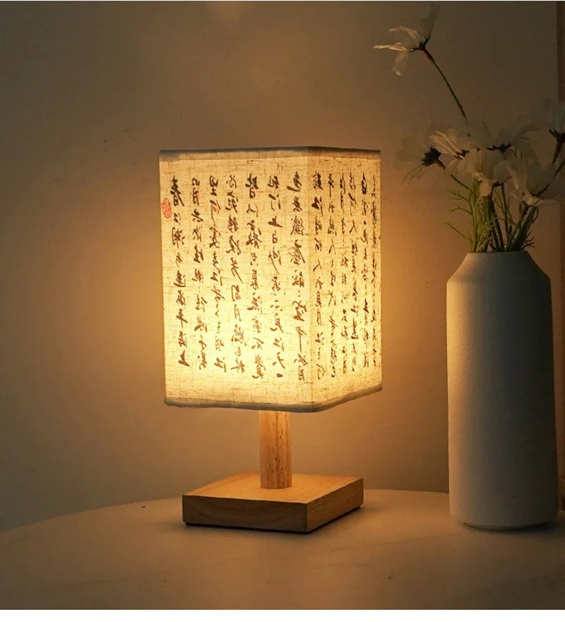 Garduru Tischlampe mit Stoffschirm | Dimmbares Nachtlicht im chinesischen Stil | Elegante Nachttischlampe & Schreibtischlampe - Konsta
