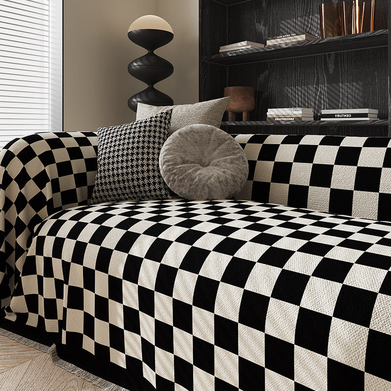 Schwarze Schachbrett Sofa/Couchbezug