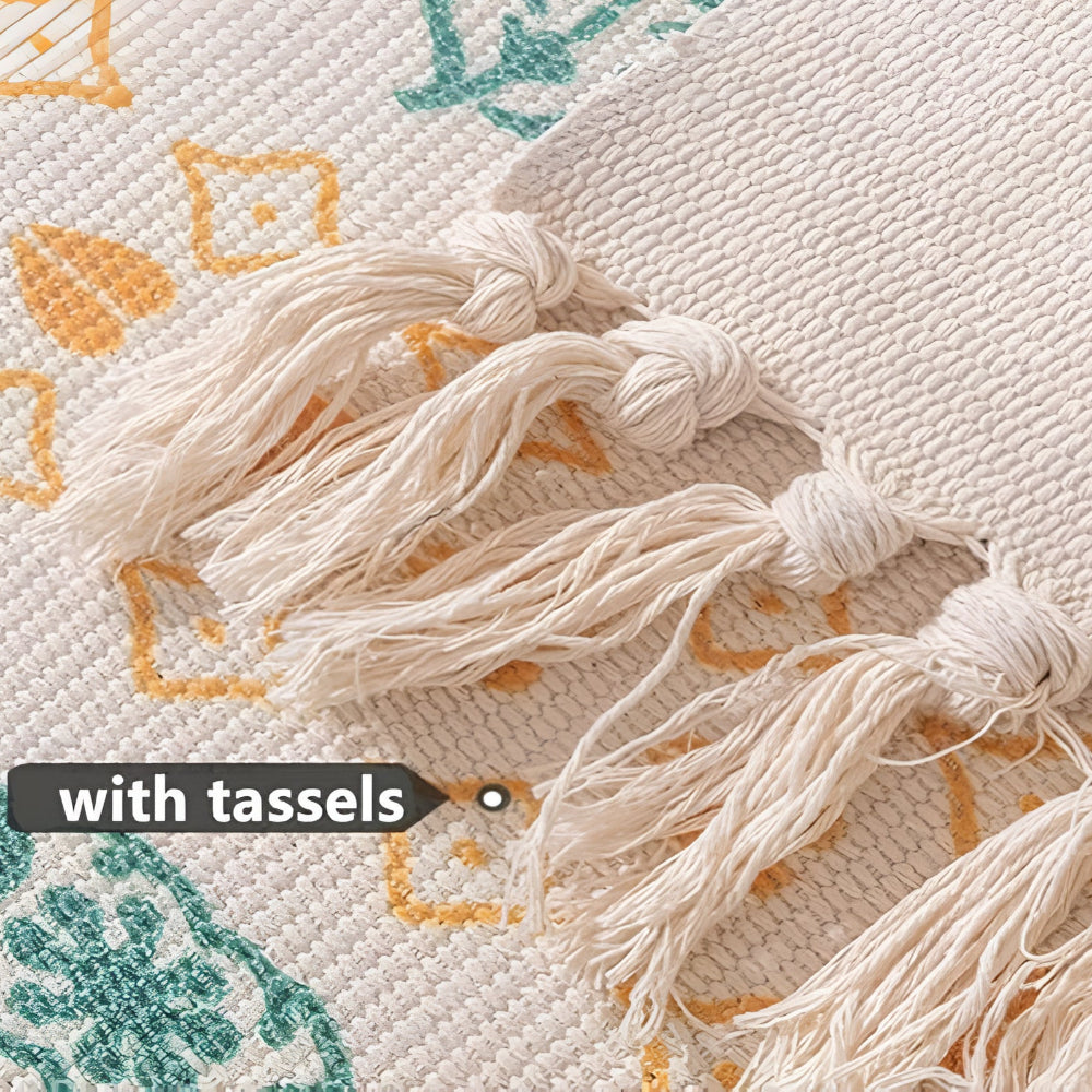 Beige handgeknüpfter marokkanischer Teppich aus Mikrofaser-Mischung – strapazierfähiger und maschinenwaschbarer Teppich für Wohnzimmer und Schlafzimmer