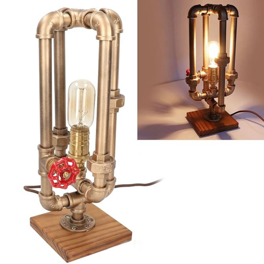 Garduru - Retro Industrielle Rohre Tischlampe für Einzigartige Raumatmosphäre