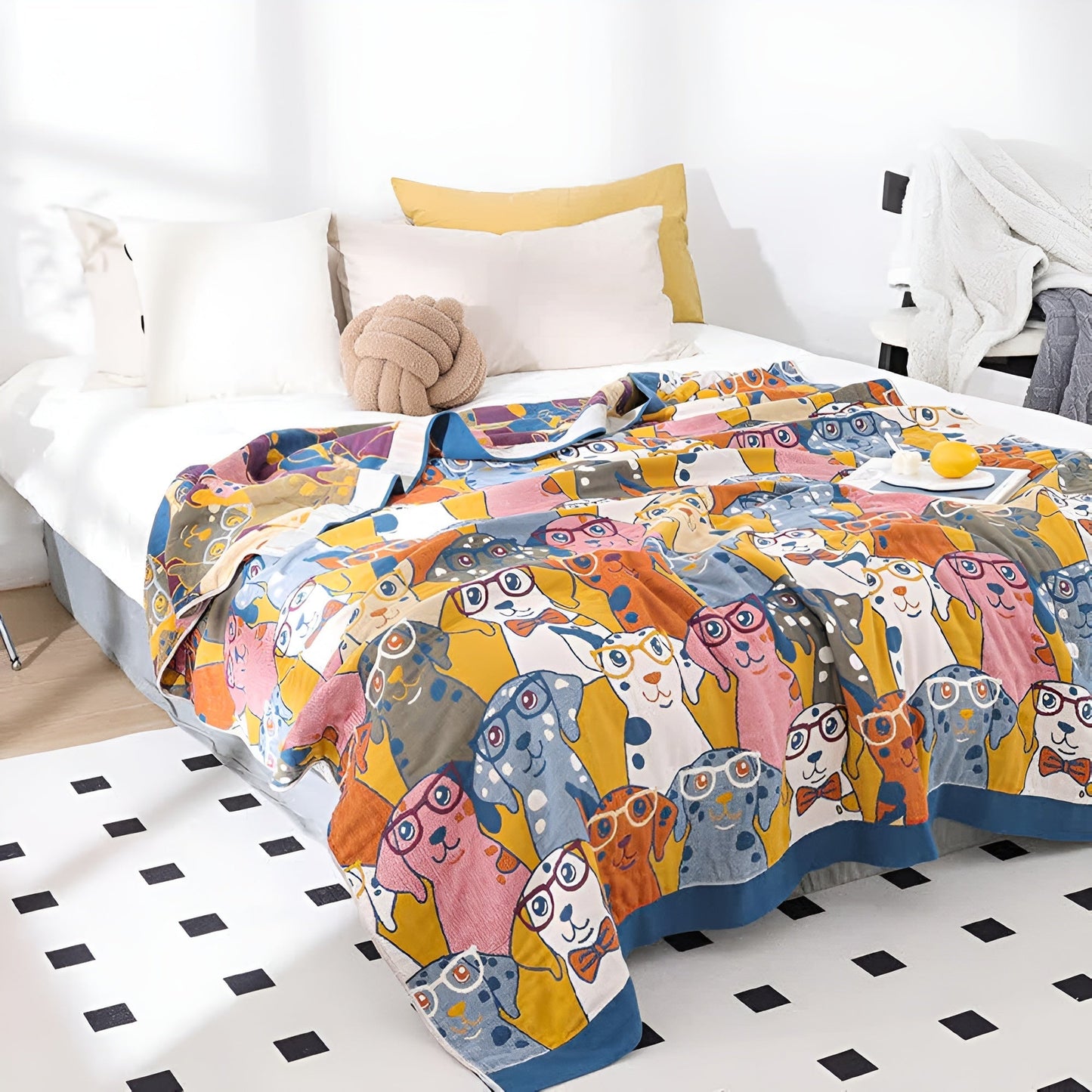 Verspielte Hundedruck Baumwolldecke