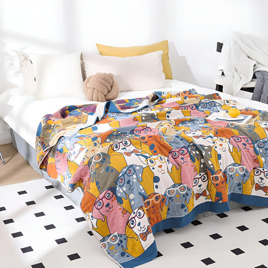 Verspielte Hundedruck Baumwolldecke