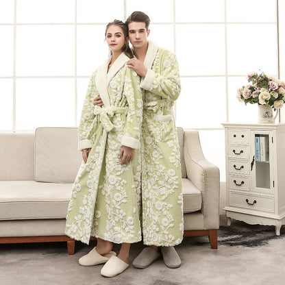 Garduru Flower Jacquard Fleece Pyjama Langer Bademantel