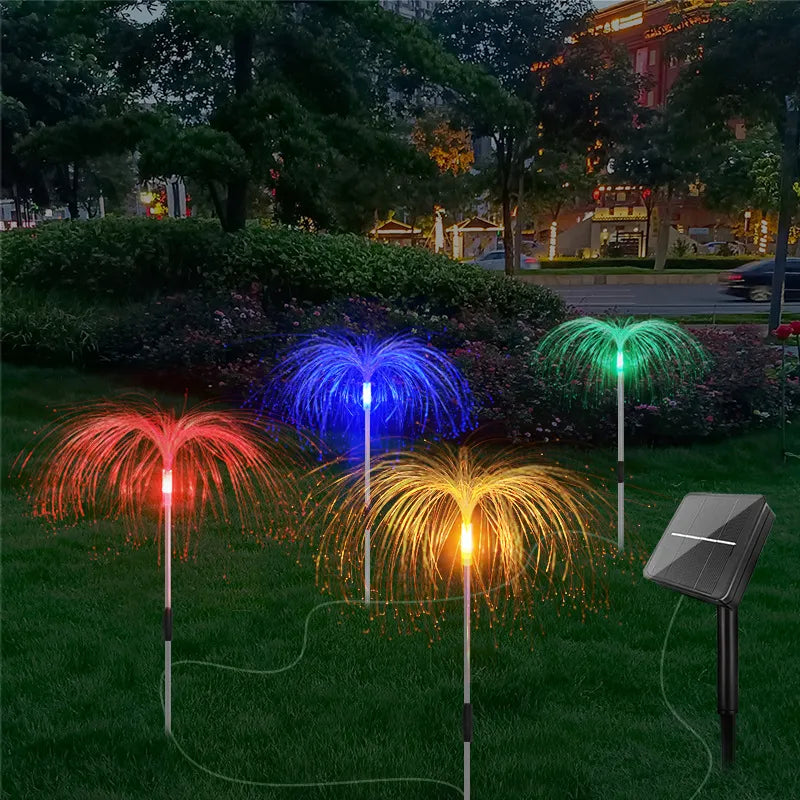 Solar Gartenleuchte mit Farbwechsel – LED Rasenlicht für Garten & Terrasse, Feuerwerk Design