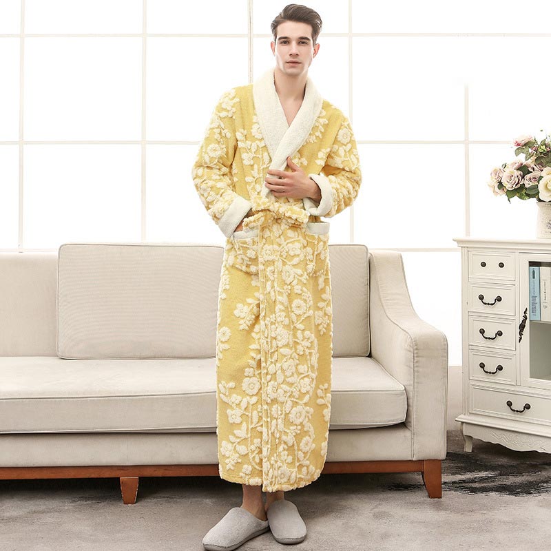 Garduru Flower Jacquard Fleece Pyjama Langer Bademantel