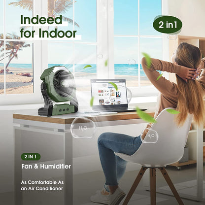 Tragbarer Nebelventilator, 8-Zoll 10000Mah Akku betrieben Ventilator