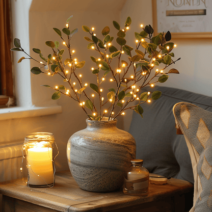 Leuchtende Olivenzweige mit LED - Märchenhafte Beleuchtung für eine elegante Dekoration