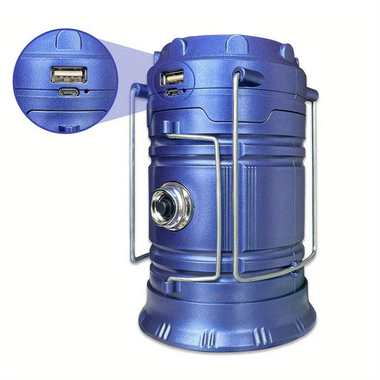 Solar Campinglampe mit USB-Aufladung – Tragbare LED-Laterne für Outdoor-Aktivitäten und Notfälle