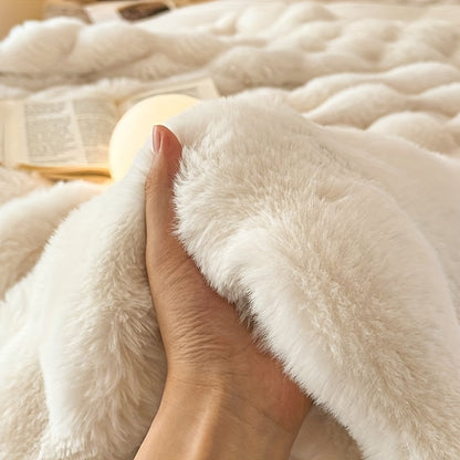 1 Stück Faux Kaninchenfell Bubbelfleece Decke - Luxuriöse weiche Sofa Decke, dicke warme Fleece Decke für Nickerchen und Klimaanlage