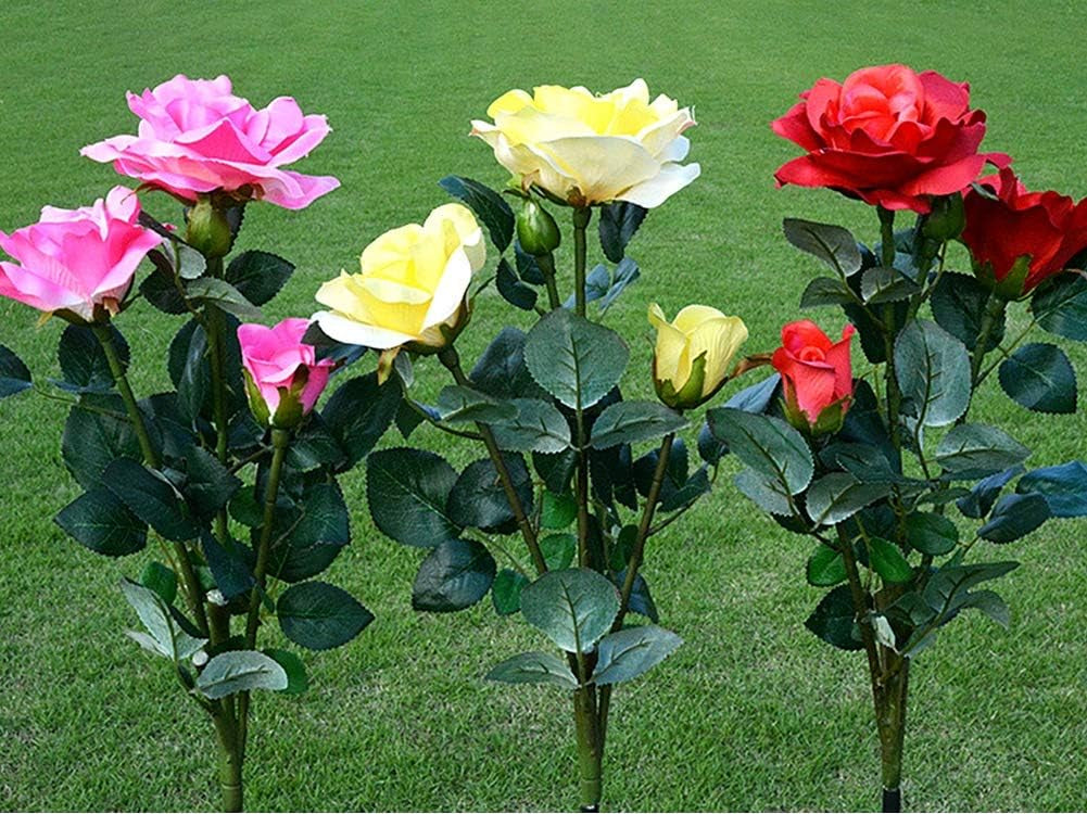 Solarbetriebene Rosen-Lichter – Gartenstecker mit Solarpanel für dekorative Beleuchtung