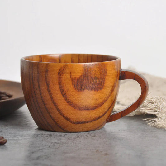 Rustikale natürliche Holz-Teetassen mit Griff (2 Stück)