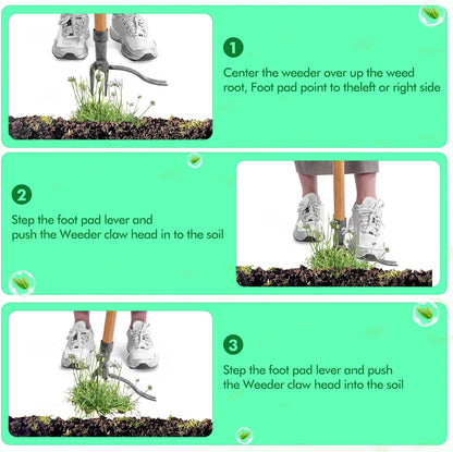 Unkrautzieher mit 4-Krallen-Kopf – Effektives Gartenwerkzeug aus Eisen zur Wurzelentfernung