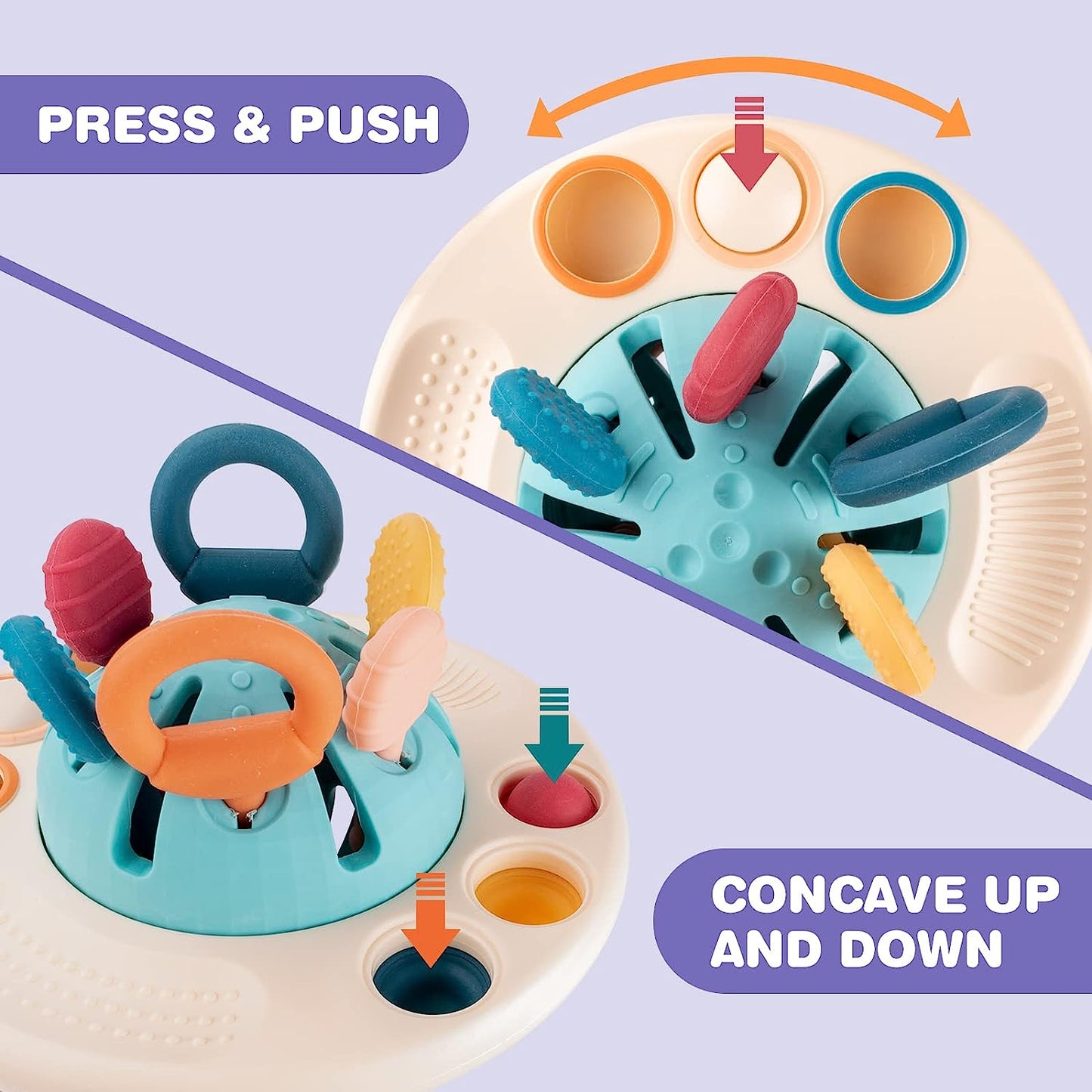 Baby Sensory Montessori Silikonspielzeug für 6-12 Monate, Reise Ziehschnurspielzeug für 12-18 Monate