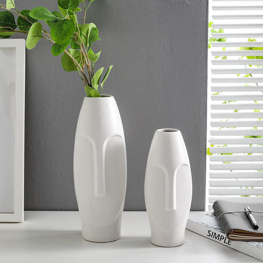 Avanté Vase – Schwarz & Weiß Abstrakte Keramische Menschengesicht Kunst