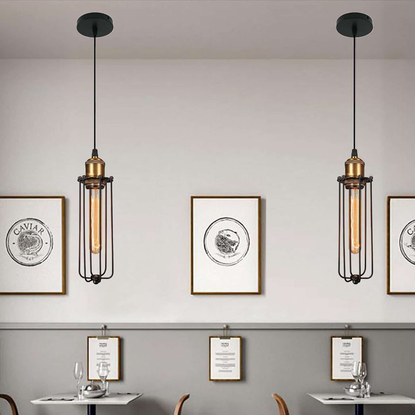 Industrielle Pendelleuchte im Retro-Design – Vintage Hängelampe mit Metallgitter