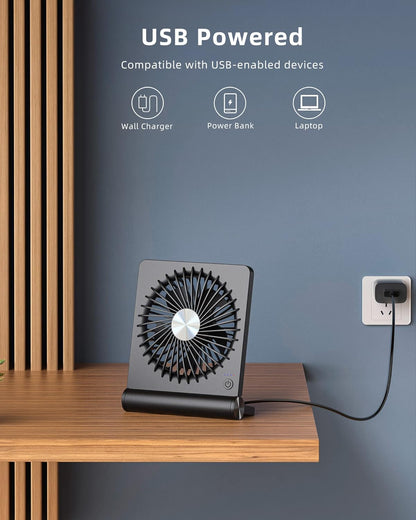 Luxora Ultra Leiser Kleiner Tischventilator mit 220 Grad Drehung