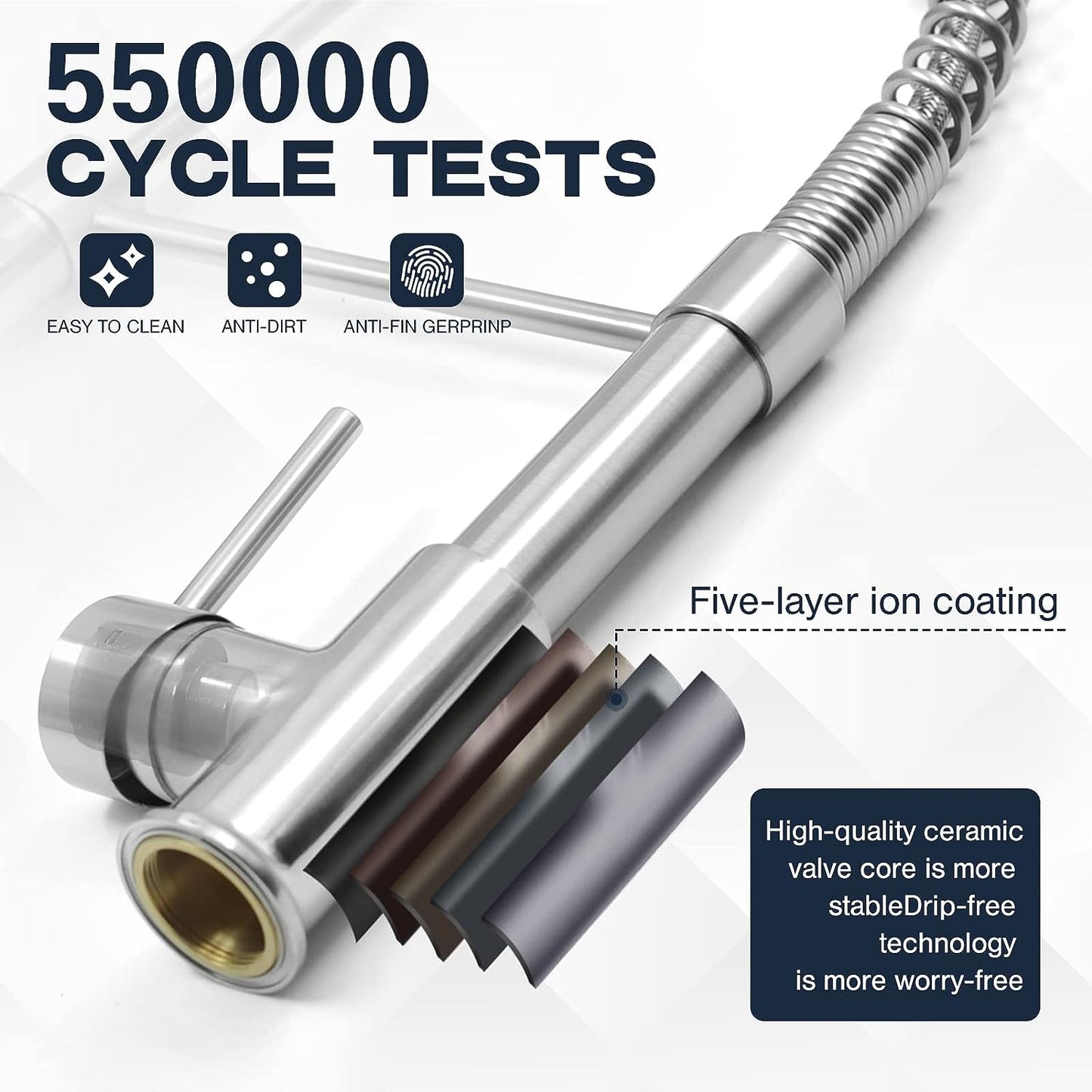 Luxora Einloch-Feder-Küchenarmatur mit ausziehbarem Brausekopf