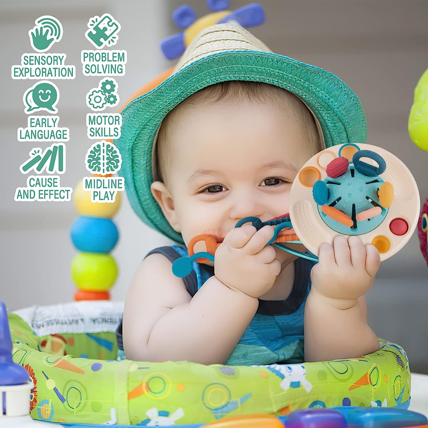 Baby Sensory Montessori Silikonspielzeug für 6-12 Monate, Reise Ziehschnurspielzeug für 12-18 Monate