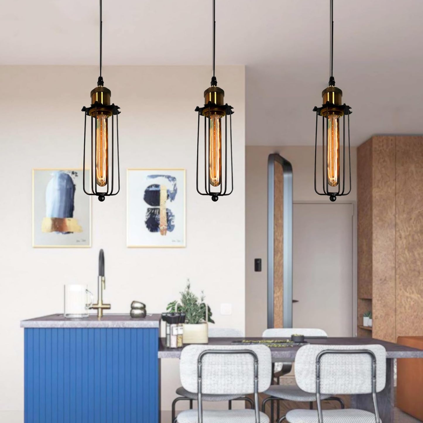 Industrielle Pendelleuchte im Retro-Design – Vintage Hängelampe mit Metallgitter