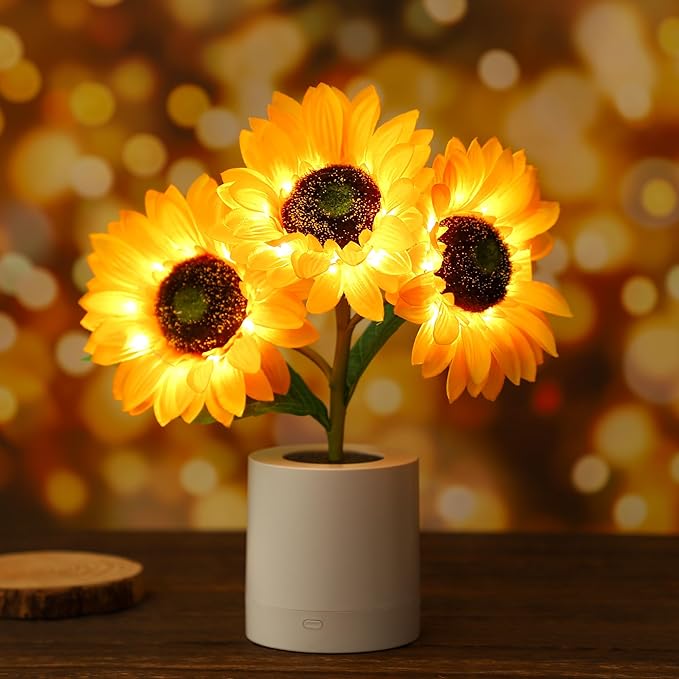 Leuchtende Sonnenblumenlampe – Natürlicher Glanz und Florale Eleganz