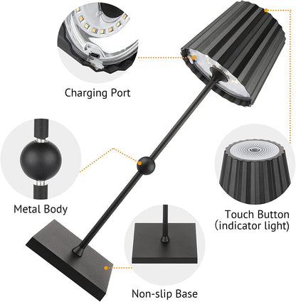 Stufenlose tragbare Tischlampe – Minimalistisches Design, 3-Farben dimmbar, wasserdicht