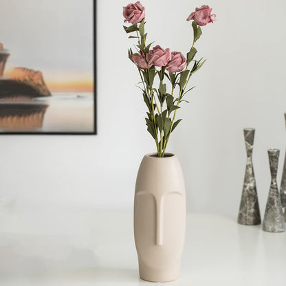 Avanté Vase – Schwarz & Weiß Abstrakte Keramische Menschengesicht Kunst