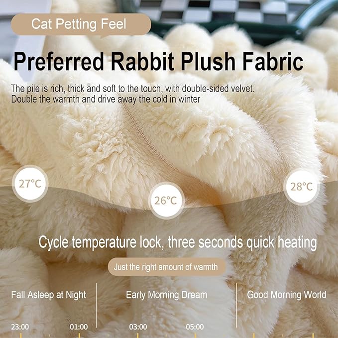 Luxuriöse Fleece-Hase Pelz Wurfdecke + 2 Kissenbezüge